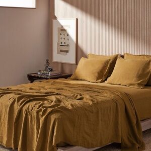 SOLD Parachute Linen Duvet Cover • Queen • Ochre • 100% Flax Linen